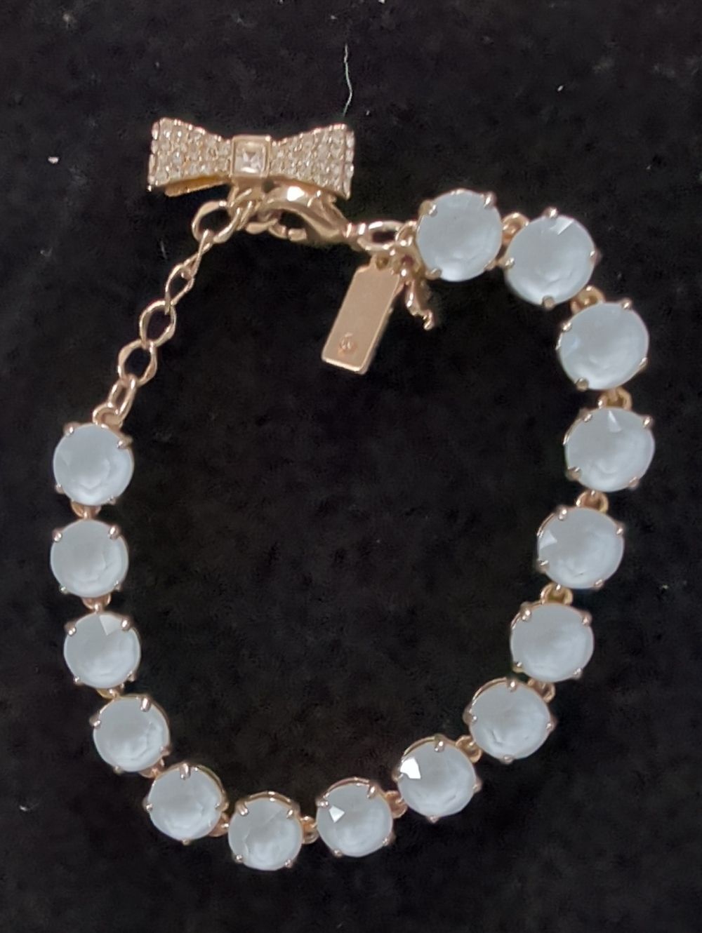 NWOT (#70) Kate Spade Gold Tone  Bracelet w/Light Blue Opal Stones & Bow Accent